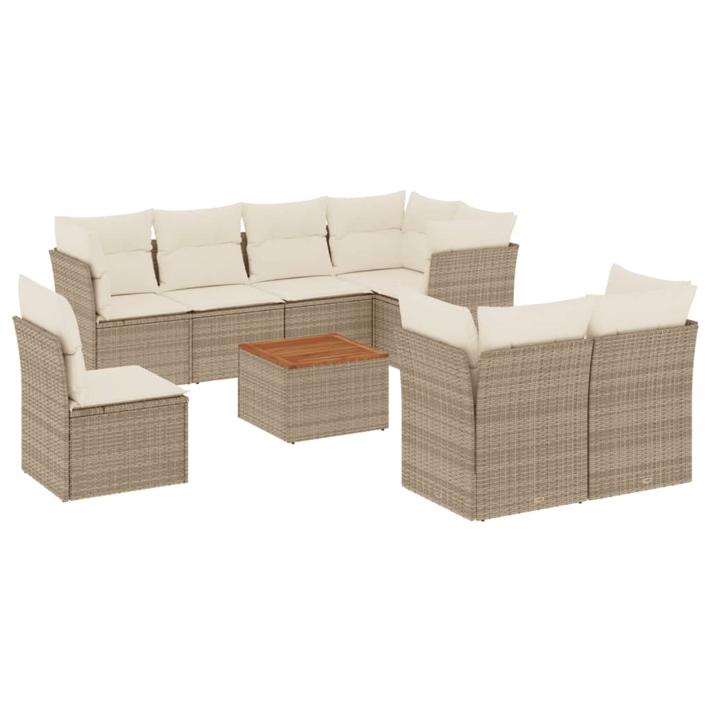9-delige Loungeset met kussens poly rattan beige is nu te koop bij PeponiXL, paradijselijk wonen!
