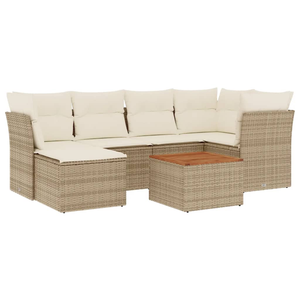 7-delige Loungeset met kussens poly rattan beige is nu te koop bij PeponiXL, paradijselijk wonen!