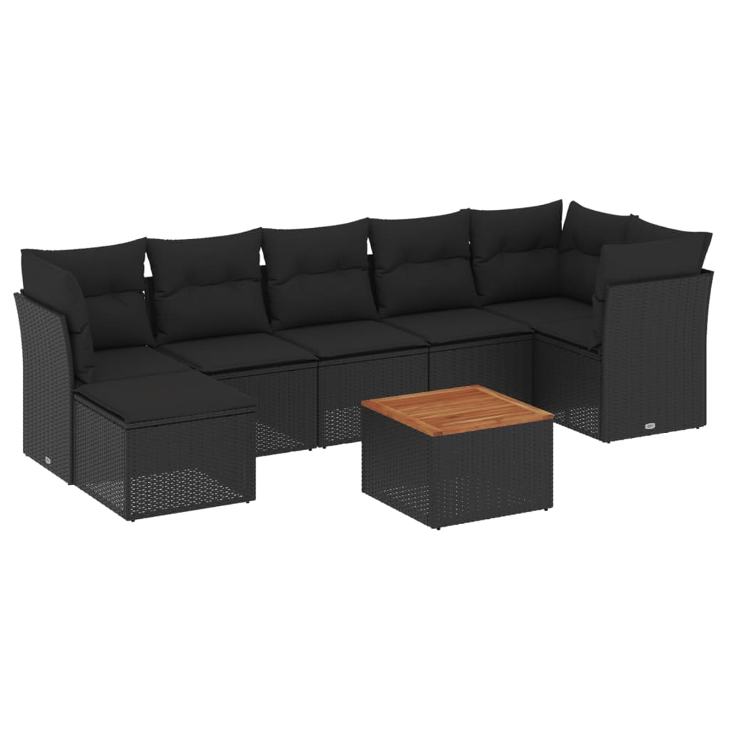 8-delige Loungeset met kussens poly rattan zwart is nu te koop bij PeponiXL, paradijselijk wonen!