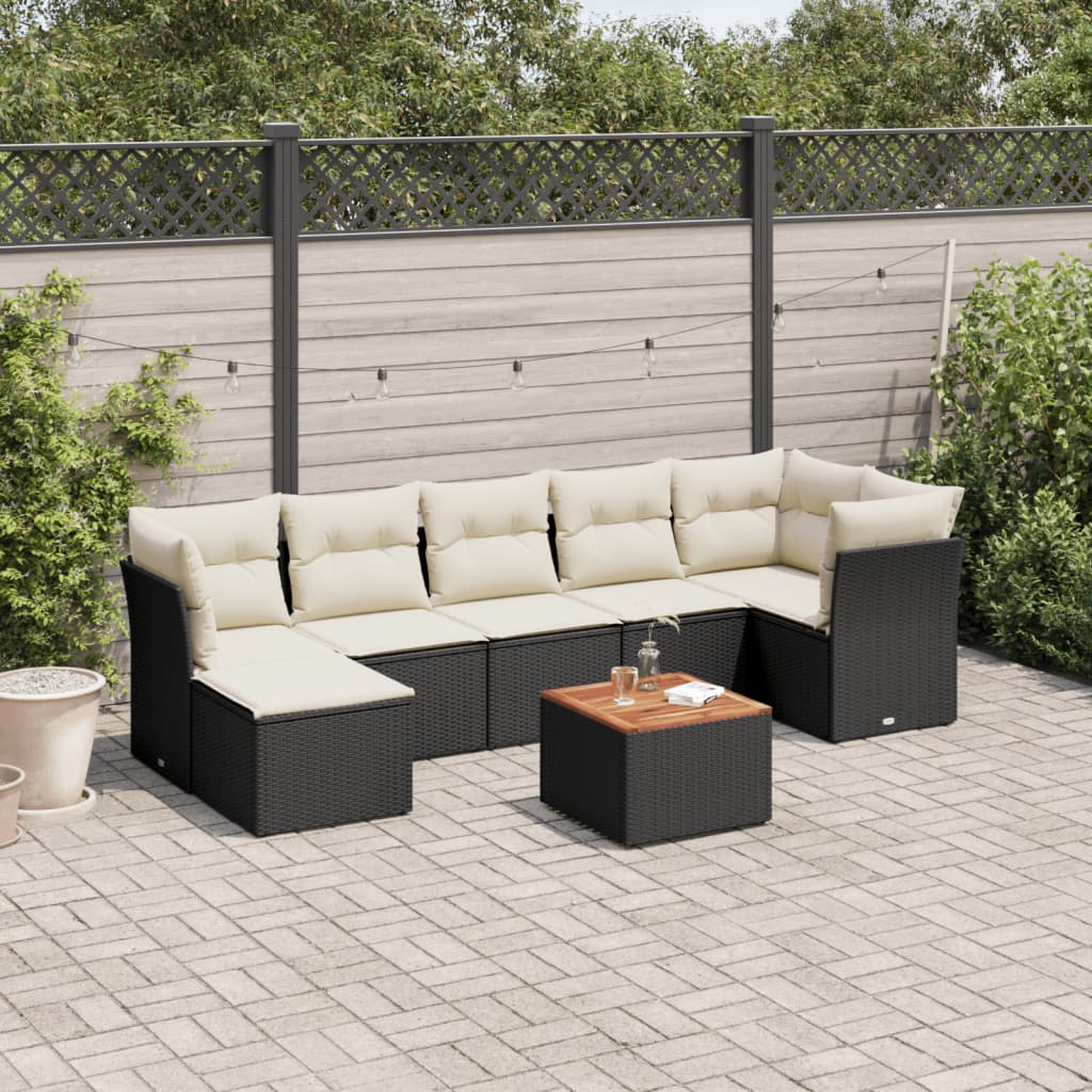 8-delige Loungeset met kussens poly rattan zwart is nu te koop bij PeponiXL, paradijselijk wonen!
