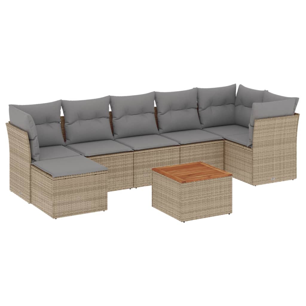 8-delige Loungeset met kussens poly rattan gemengd beige is nu te koop bij PeponiXL, paradijselijk wonen!