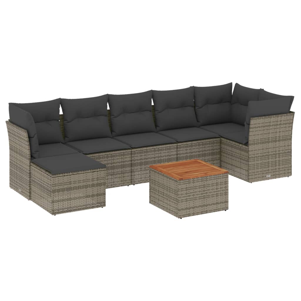 8-delige Loungeset met kussens poly rattan grijs is nu te koop bij PeponiXL, paradijselijk wonen!