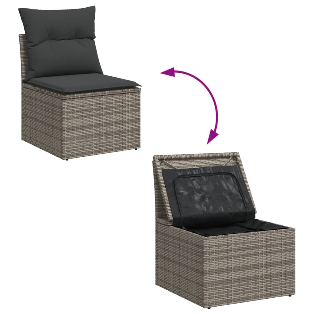 8-delige Loungeset met kussens poly rattan grijs is nu te koop bij PeponiXL, paradijselijk wonen!