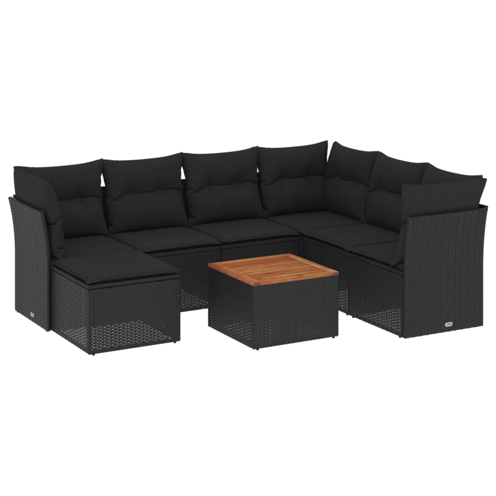 8-delige Loungeset met kussens poly rattan zwart is nu te koop bij PeponiXL, paradijselijk wonen!
