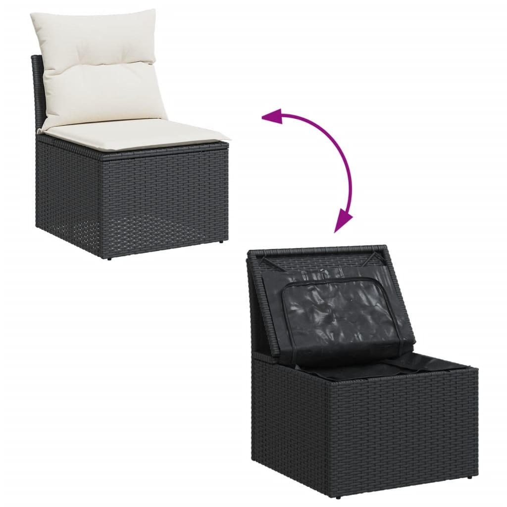 8-delige Loungeset met kussens poly rattan zwart is nu te koop bij PeponiXL, paradijselijk wonen!