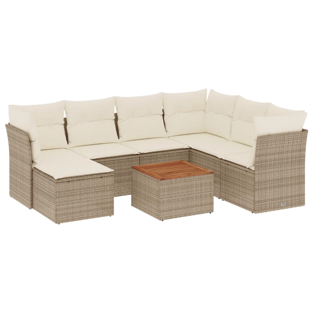8-delige Loungeset met kussens poly rattan beige is nu te koop bij PeponiXL, paradijselijk wonen!