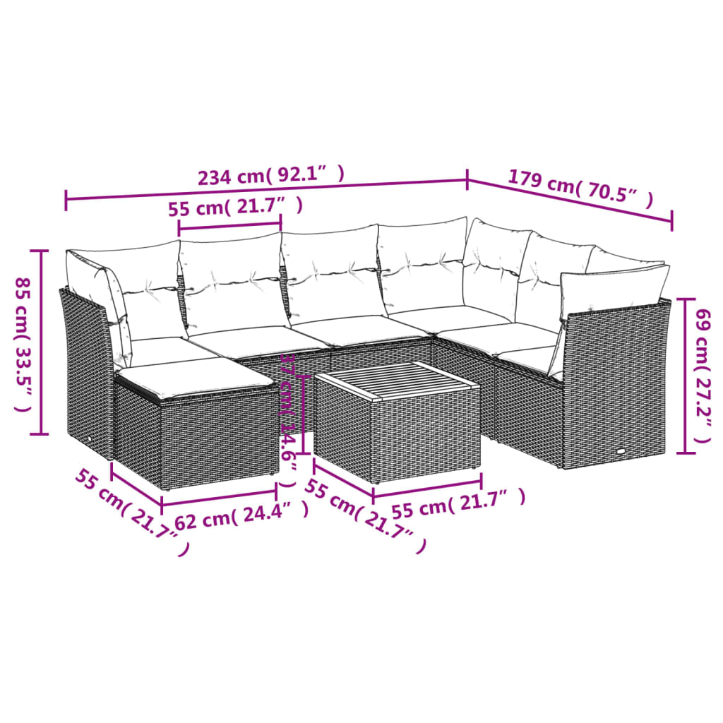 8-delige Loungeset met kussens poly rattan beige is nu te koop bij PeponiXL, paradijselijk wonen!