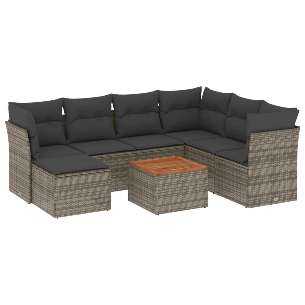 8-delige Loungeset met kussens poly rattan grijs is nu te koop bij PeponiXL, paradijselijk wonen!