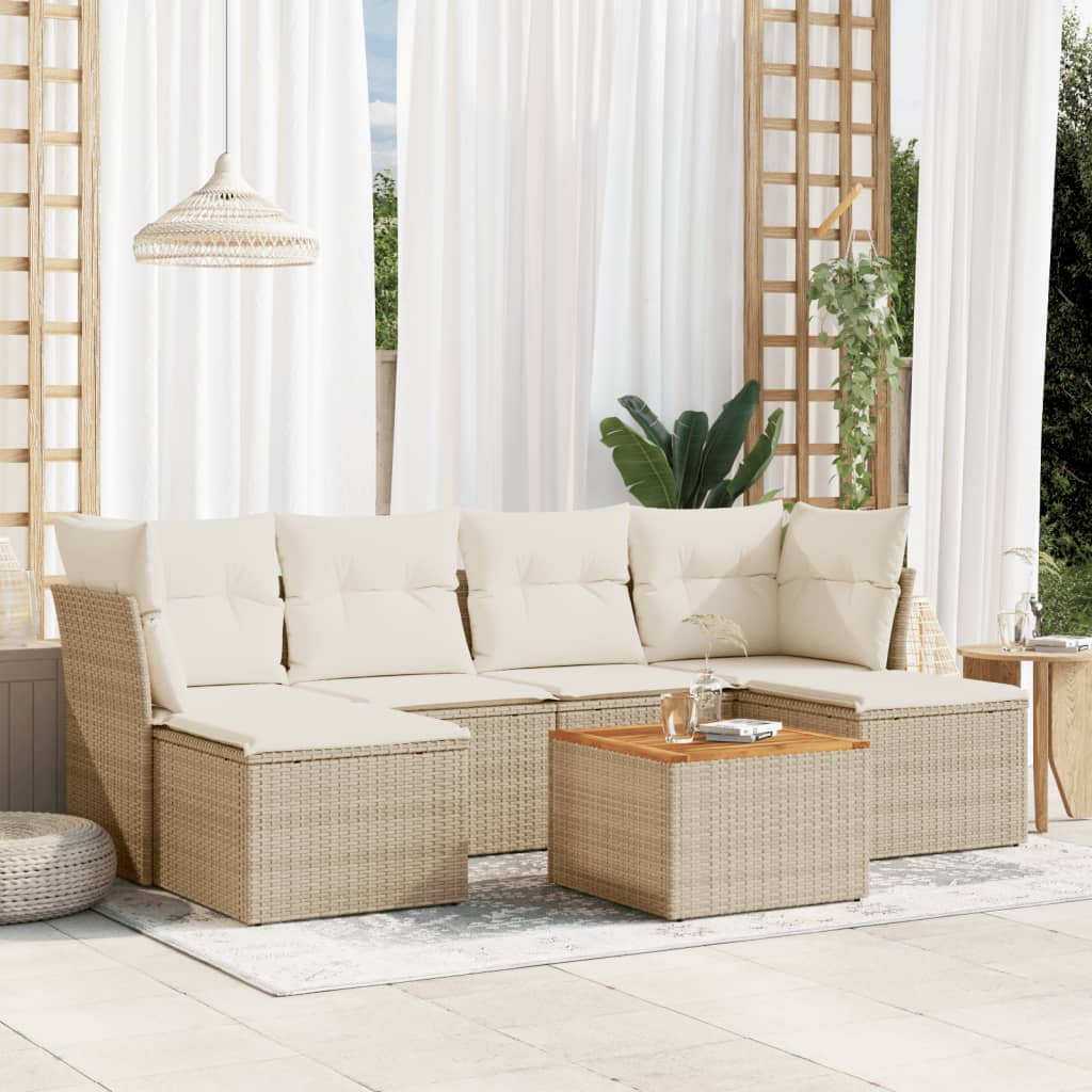 7-delige Loungeset met kussens poly rattan beige is nu te koop bij PeponiXL, paradijselijk wonen!