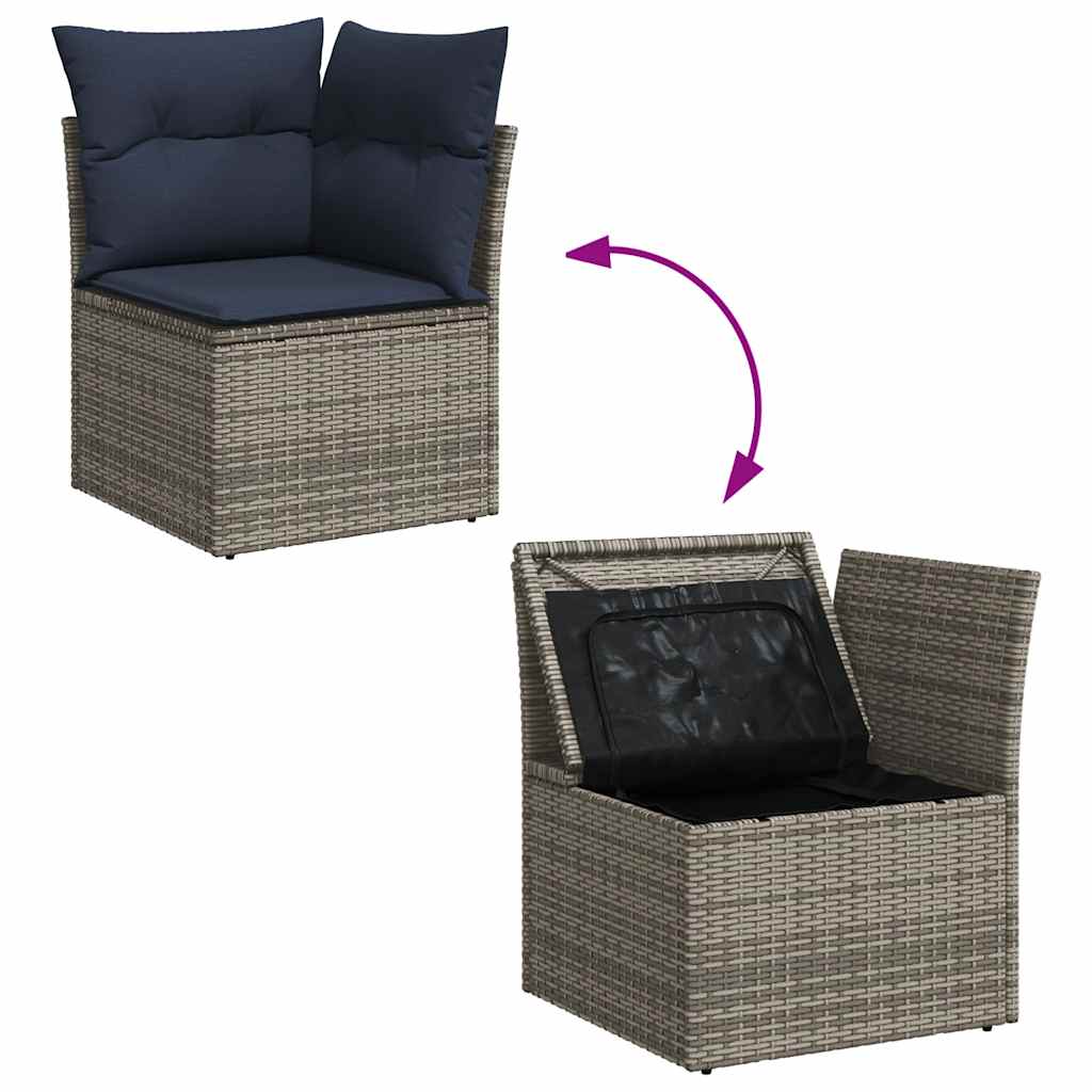 7-delige tuinbankset met kussens, grijs polyrotan is nu te koop bij PeponiXL, paradijselijk wonen!