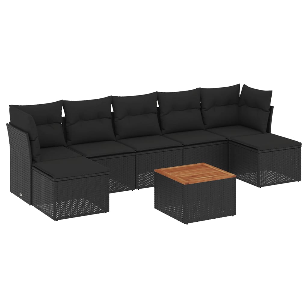 8-delige Loungeset met kussens poly rattan zwart is nu te koop bij PeponiXL, paradijselijk wonen!