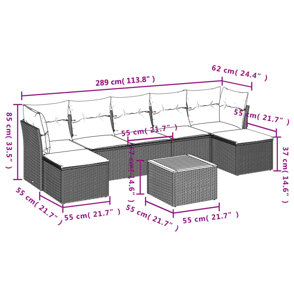 8-delige Loungeset met kussens poly rattan zwart is nu te koop bij PeponiXL, paradijselijk wonen!