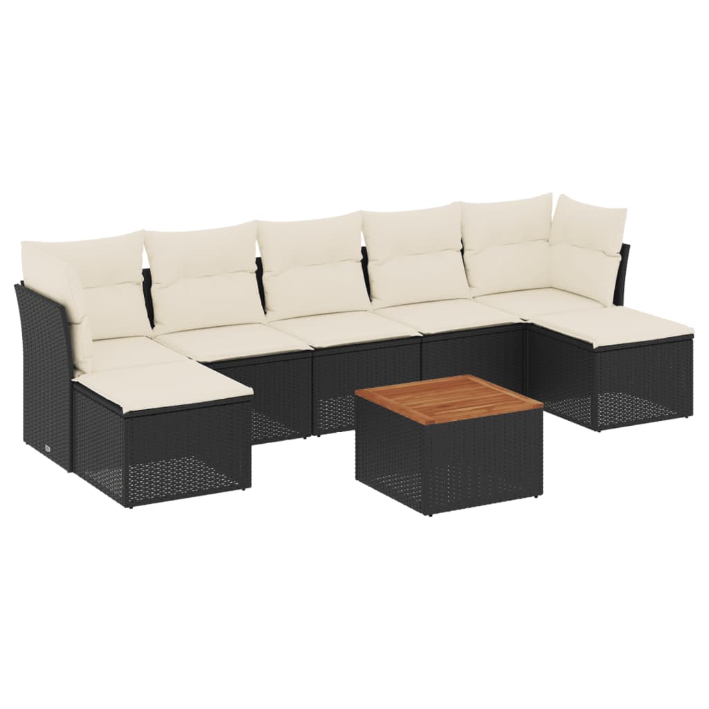8-delige Loungeset met kussens poly rattan zwart is nu te koop bij PeponiXL, paradijselijk wonen!