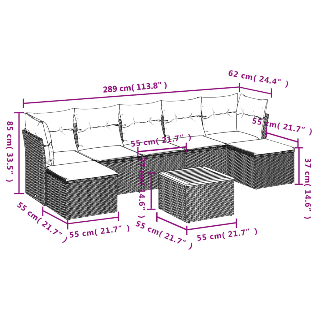 8-delige Loungeset met kussens poly rattan zwart is nu te koop bij PeponiXL, paradijselijk wonen!