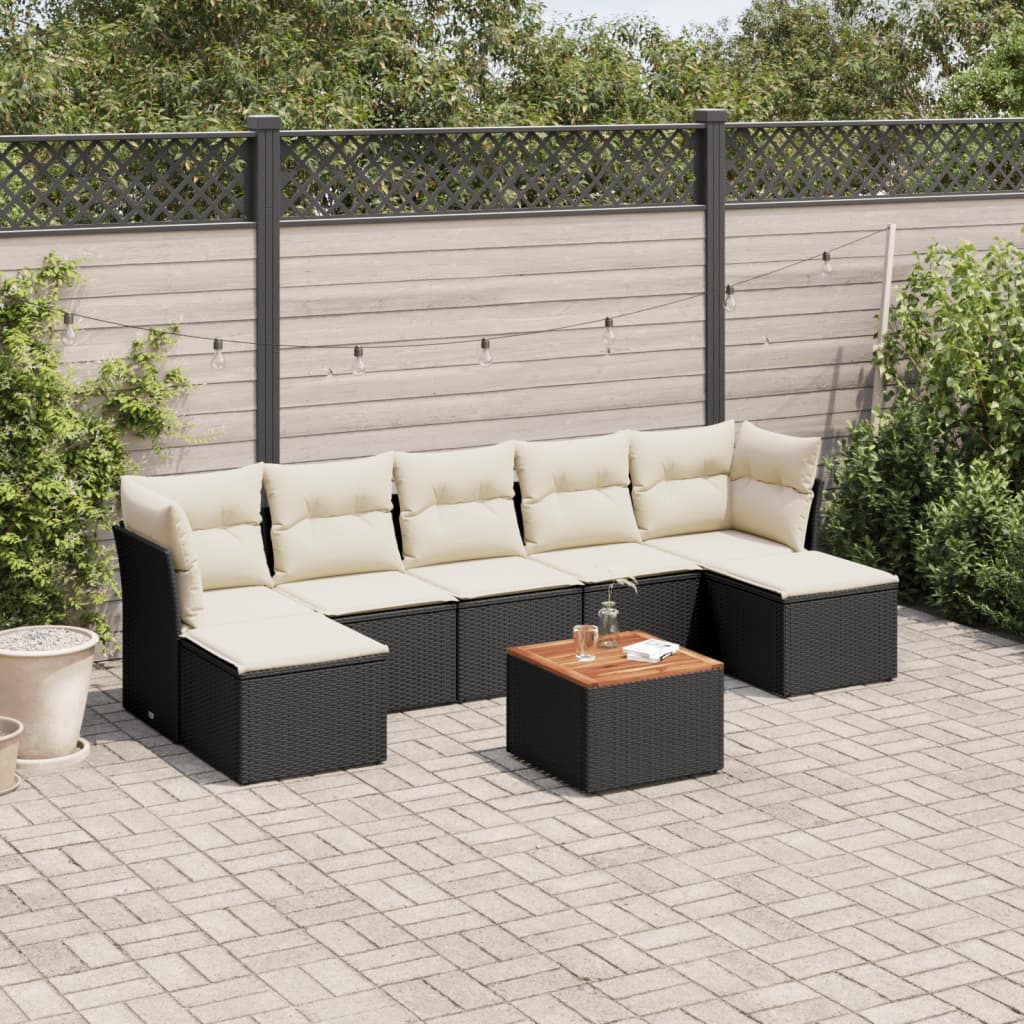 8-delige Loungeset met kussens poly rattan zwart is nu te koop bij PeponiXL, paradijselijk wonen!
