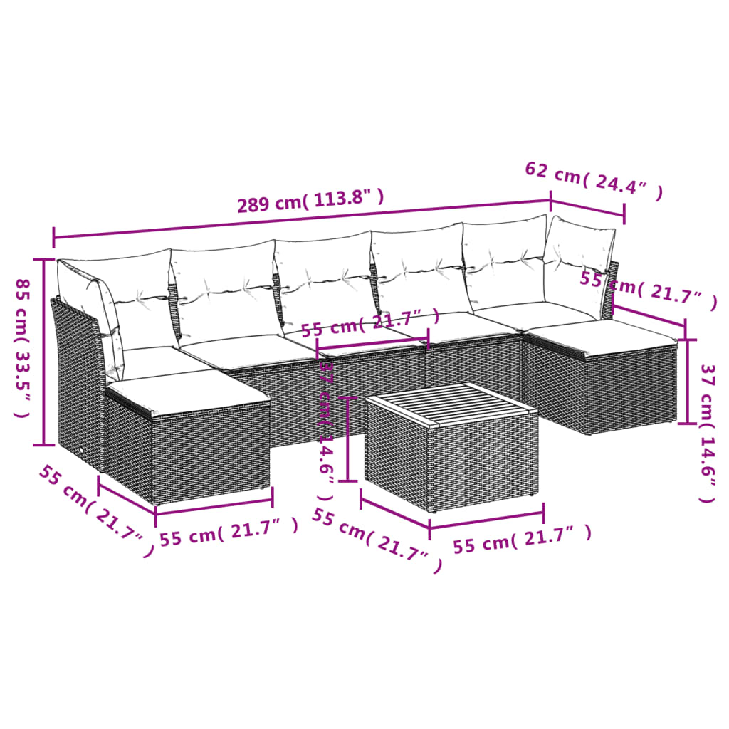 8-delige Loungeset met kussens poly rattan beige is nu te koop bij PeponiXL, paradijselijk wonen!