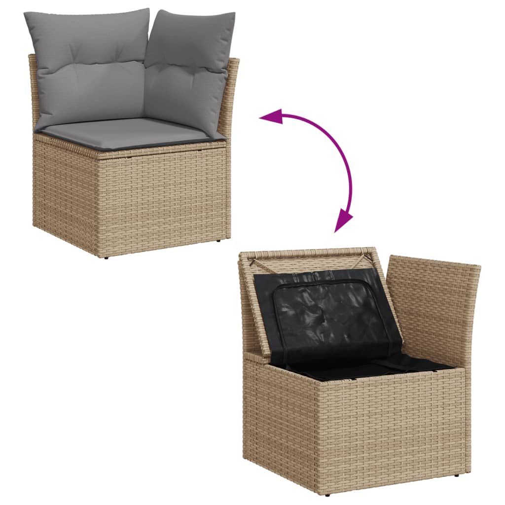 8-delige Loungeset met kussens poly rattan gemengd beige is nu te koop bij PeponiXL, paradijselijk wonen!