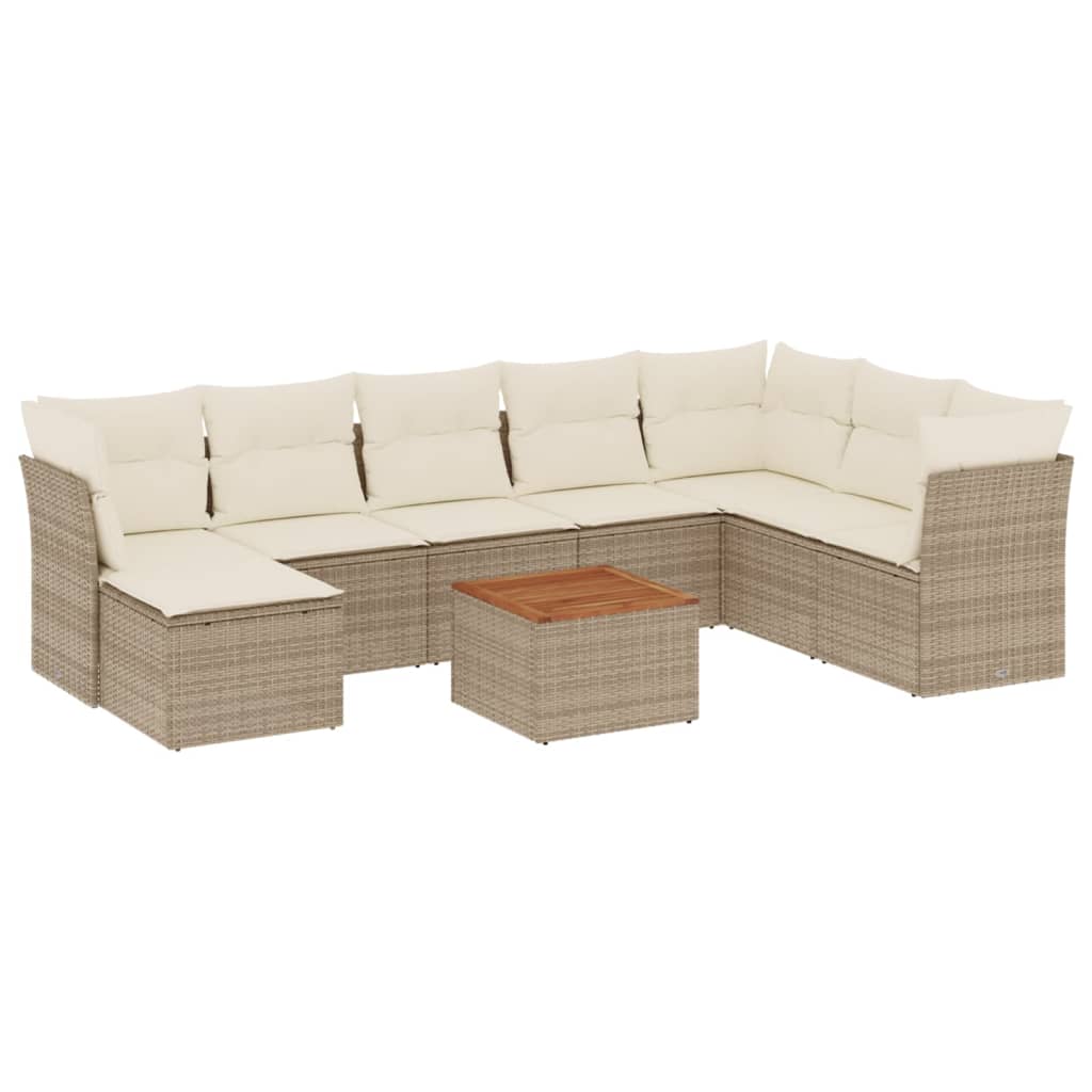 9-delige Loungeset met kussens poly rattan beige is nu te koop bij PeponiXL, paradijselijk wonen!
