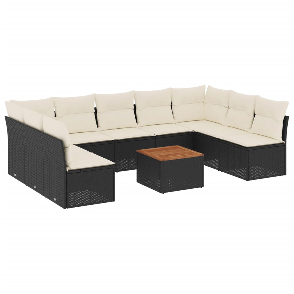 10-delige Loungeset met kussens poly rattan zwart is nu te koop bij PeponiXL, paradijselijk wonen!
