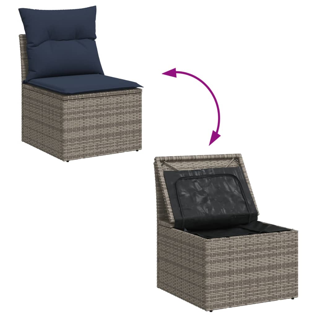 10-delige Loungeset met kussens poly rattan grijs is nu te koop bij PeponiXL, paradijselijk wonen!