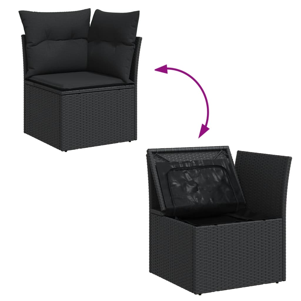 11-delige Loungeset met kussens poly rattan zwart is nu te koop bij PeponiXL, paradijselijk wonen!