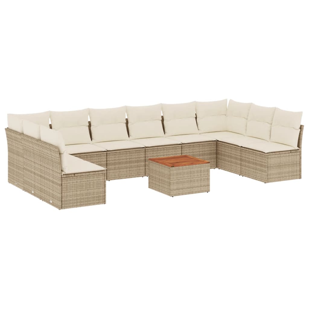 11-delige Tuinset met kussens poly rattan beige is nu te koop bij PeponiXL, paradijselijk wonen!