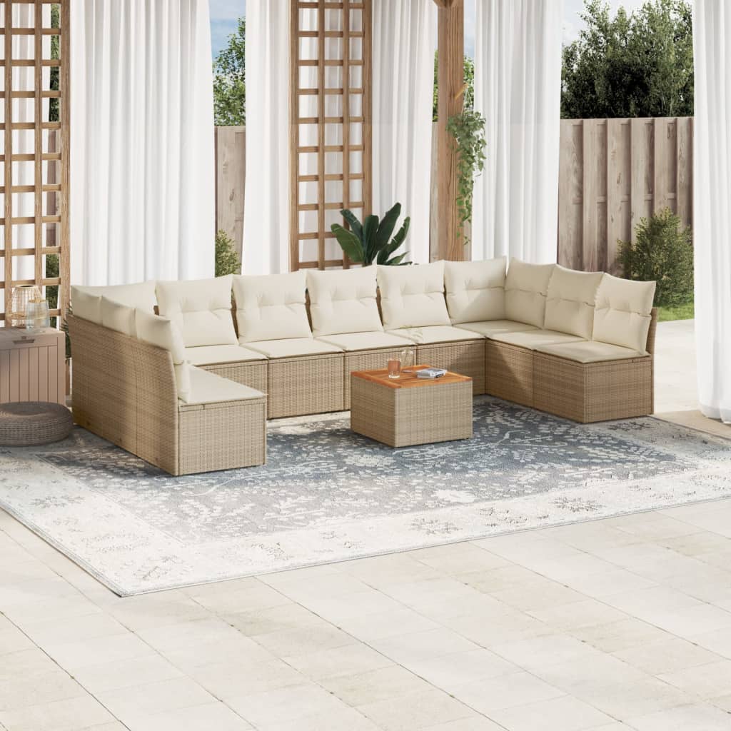 11-delige Tuinset met kussens poly rattan beige is nu te koop bij PeponiXL, paradijselijk wonen!