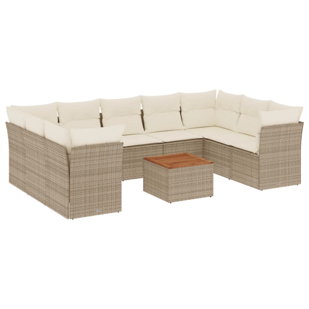 10-delige Loungeset met kussens poly rattan beige is nu te koop bij PeponiXL, paradijselijk wonen!