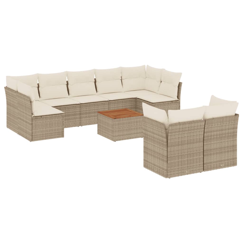 10-delige Loungeset met kussens poly rattan beige is nu te koop bij PeponiXL, paradijselijk wonen!