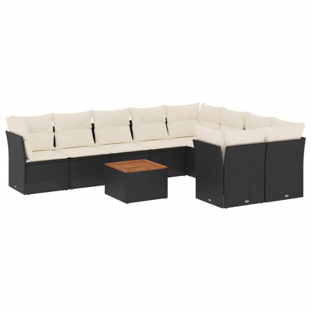 10-delige Loungeset met kussens poly rattan zwart is nu te koop bij PeponiXL, paradijselijk wonen!