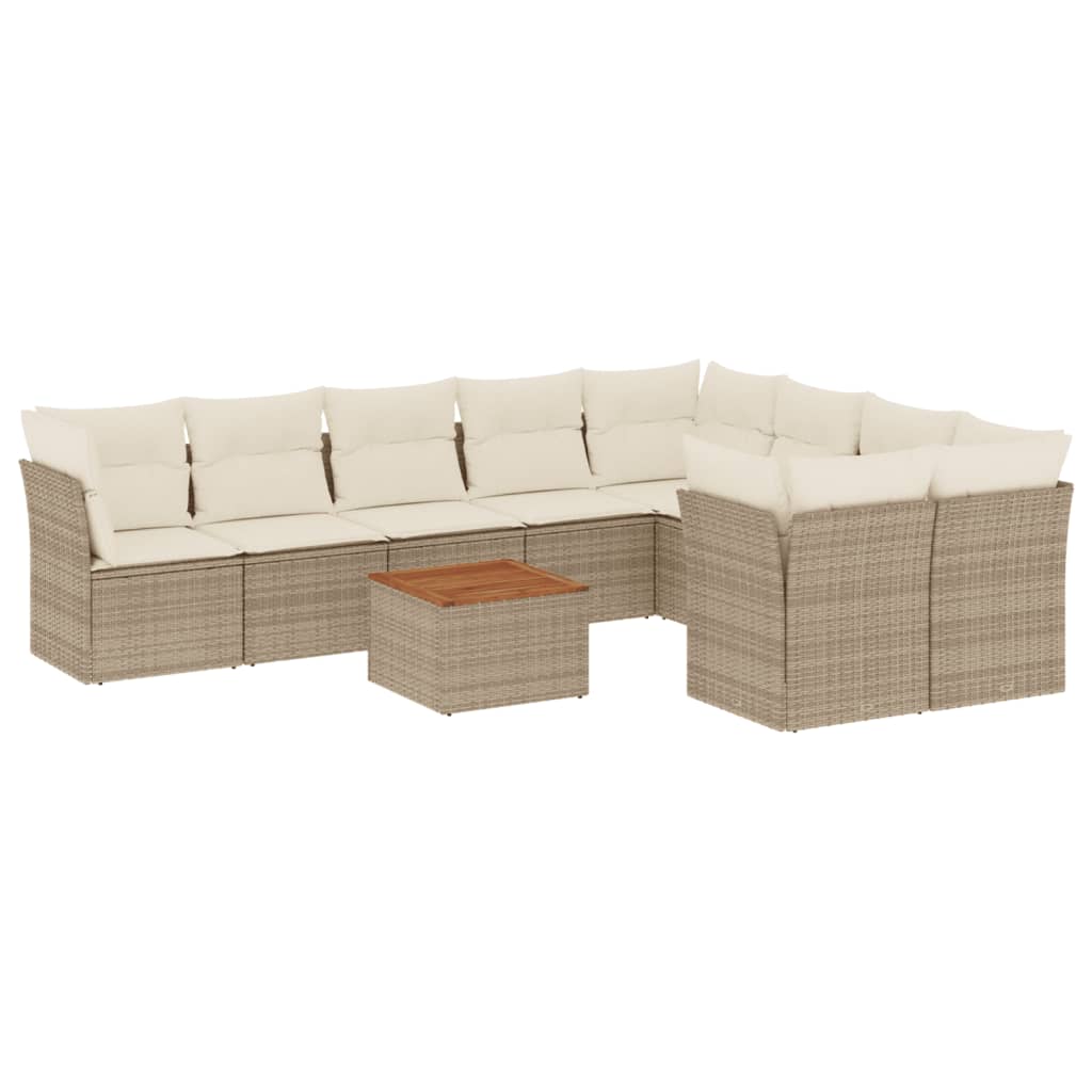 10-delige Loungeset met kussens poly rattan beige is nu te koop bij PeponiXL, paradijselijk wonen!