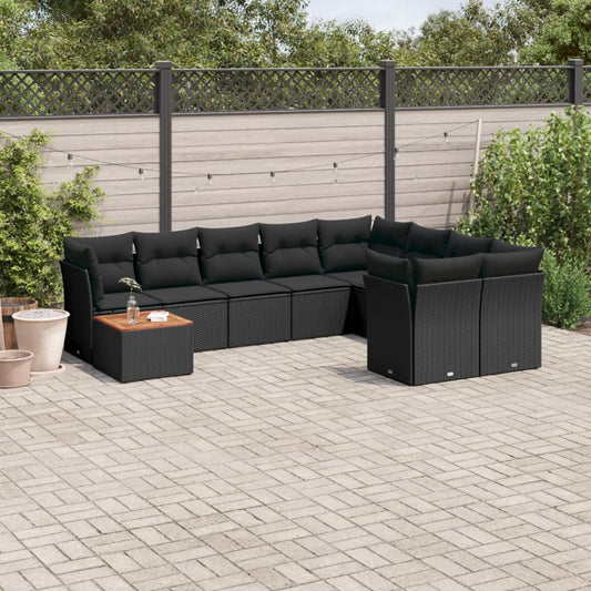 10-delige Loungeset met kussens poly rattan zwart is nu te koop bij PeponiXL, paradijselijk wonen!