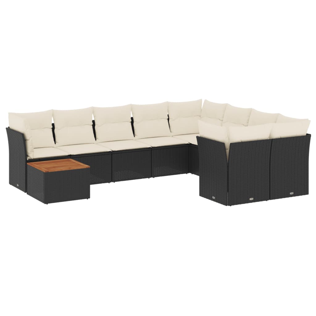 10-delige Loungeset met kussens poly rattan zwart is nu te koop bij PeponiXL, paradijselijk wonen!