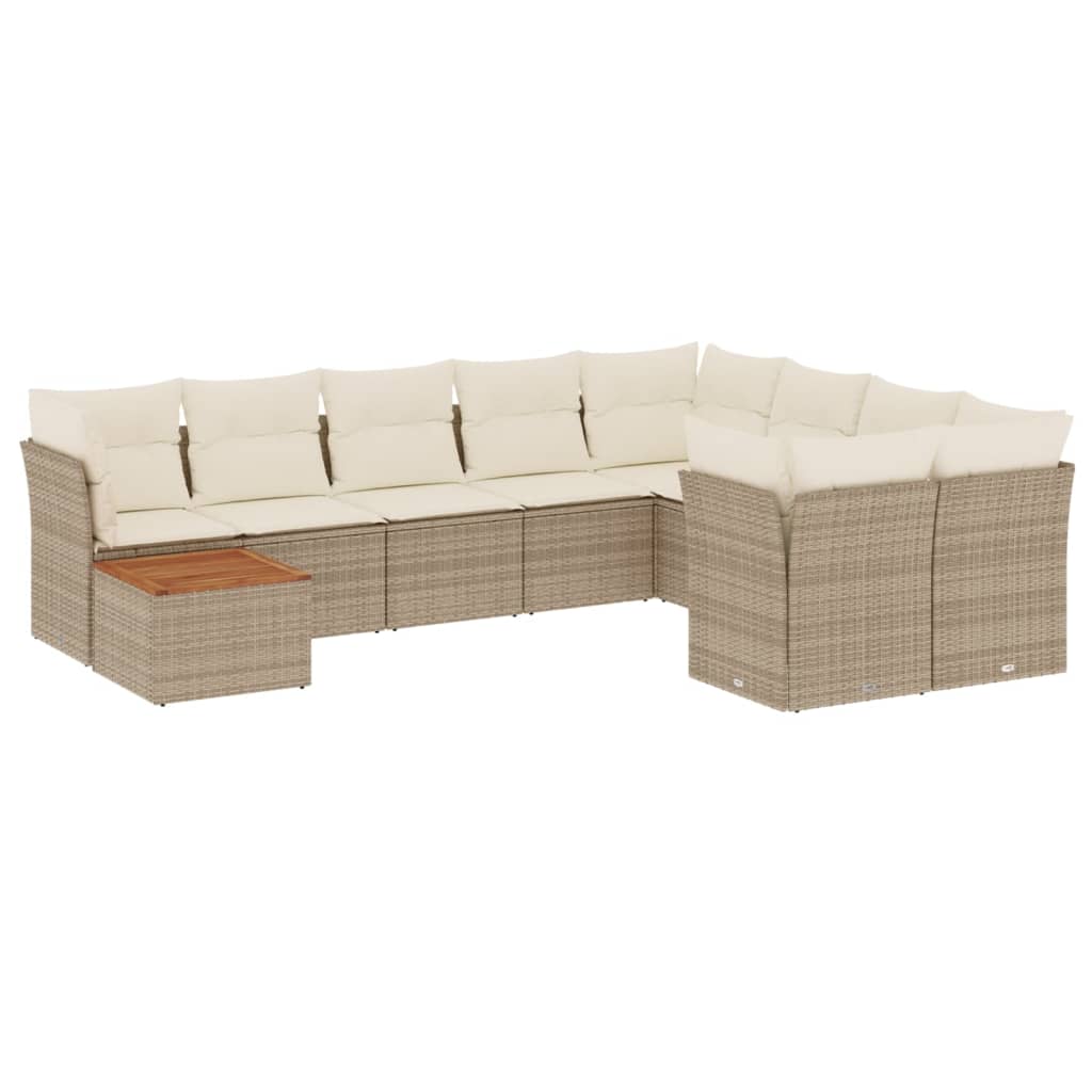 10-delige Loungeset met kussens poly rattan beige is nu te koop bij PeponiXL, paradijselijk wonen!