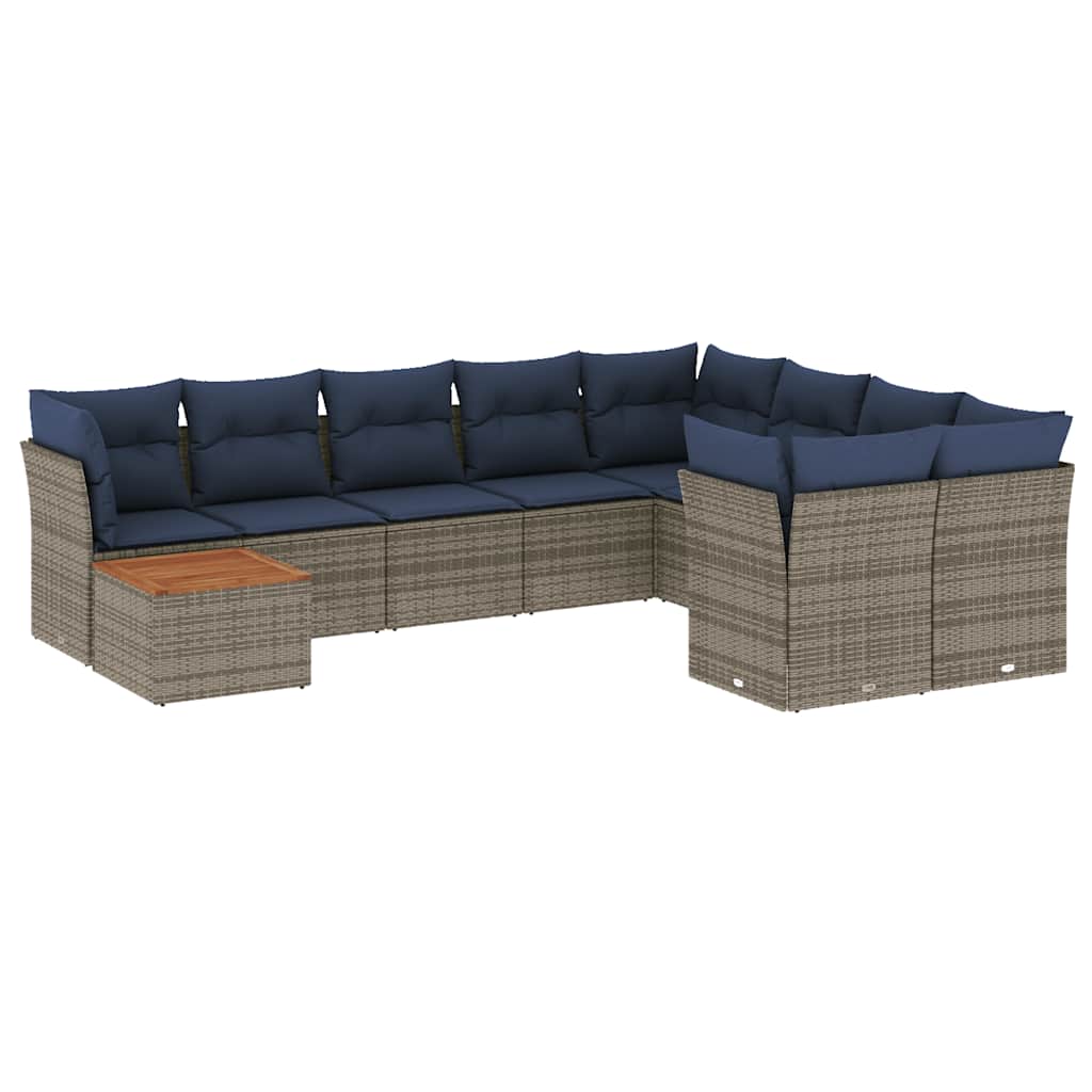 10-delige Loungeset met kussens poly rattan grijs is nu te koop bij PeponiXL, paradijselijk wonen!