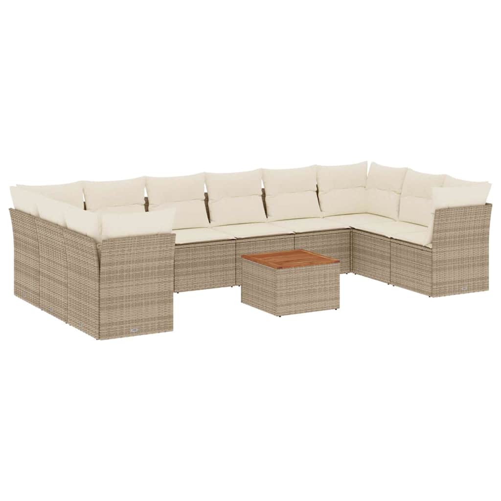 11-delige Tuinset met kussens poly rattan beige is nu te koop bij PeponiXL, paradijselijk wonen!