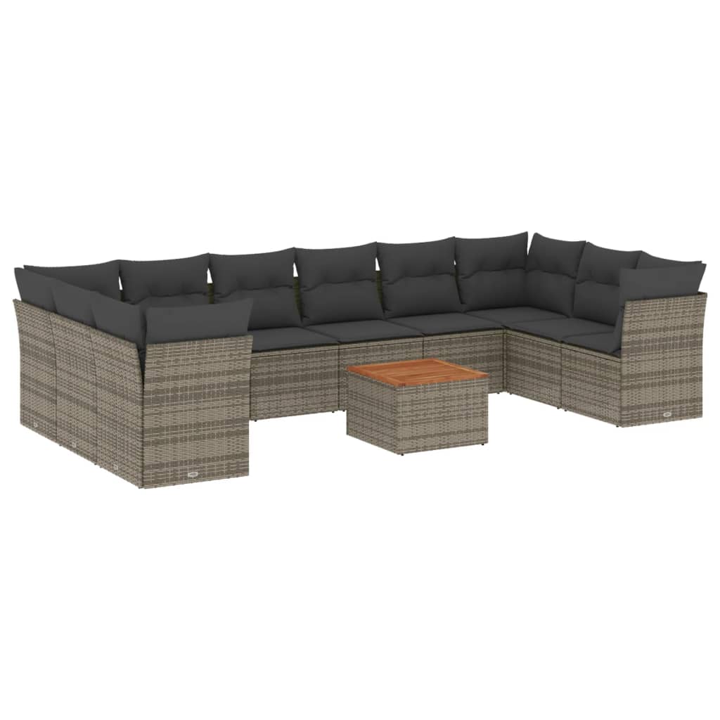 11-delige Loungeset met kussens poly rattan grijs is nu te koop bij PeponiXL, paradijselijk wonen!
