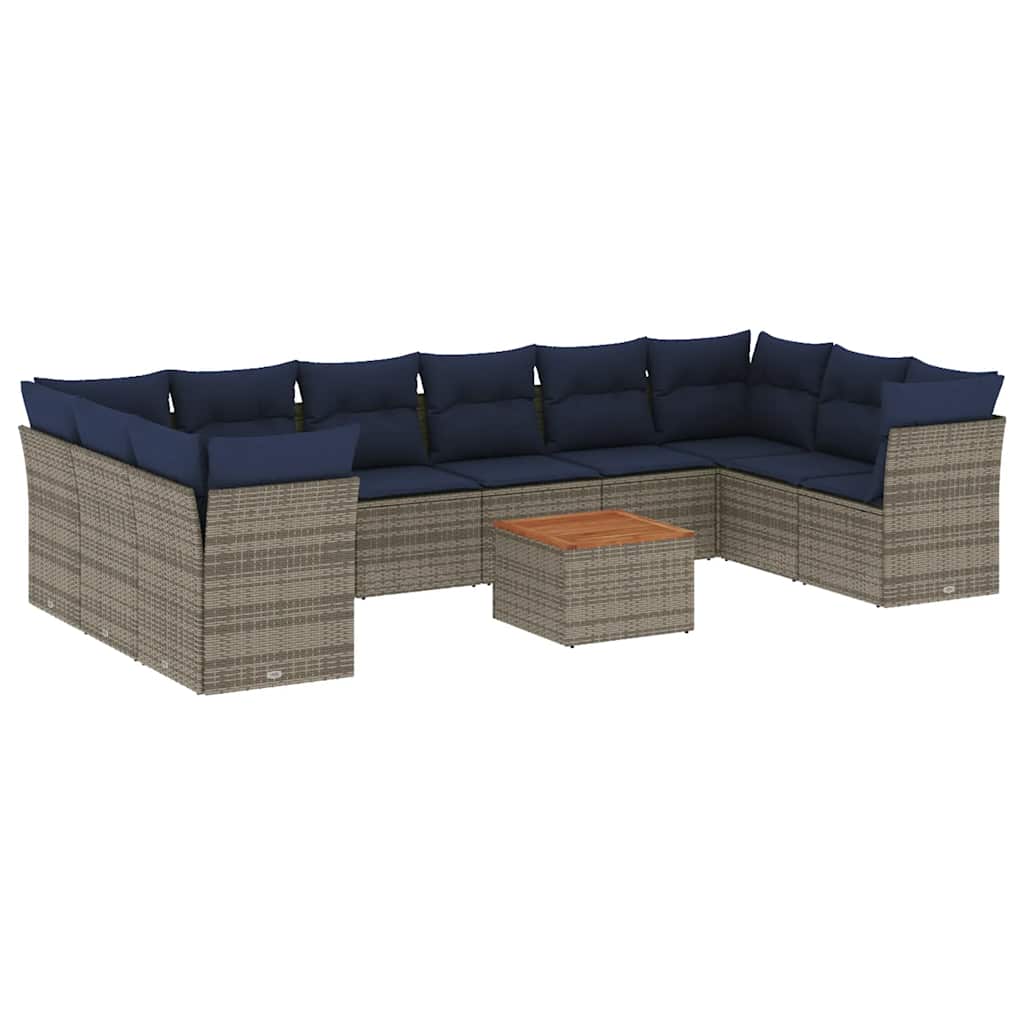 11-delige Loungeset met kussens poly rattan grijs is nu te koop bij PeponiXL, paradijselijk wonen!