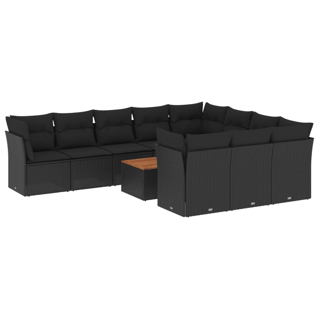 11-delige Loungeset met kussens poly rattan zwart is nu te koop bij PeponiXL, paradijselijk wonen!
