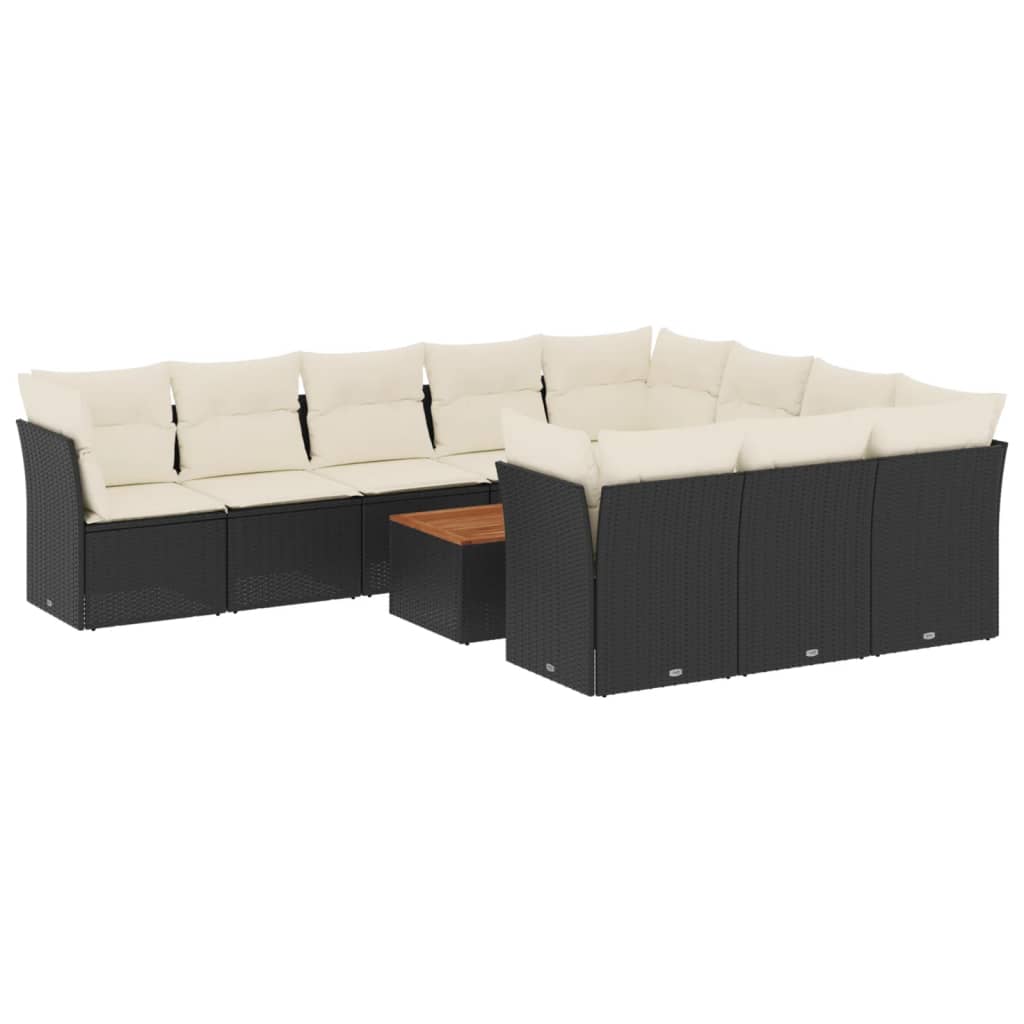 11-delige Loungeset met kussens poly rattan zwart is nu te koop bij PeponiXL, paradijselijk wonen!