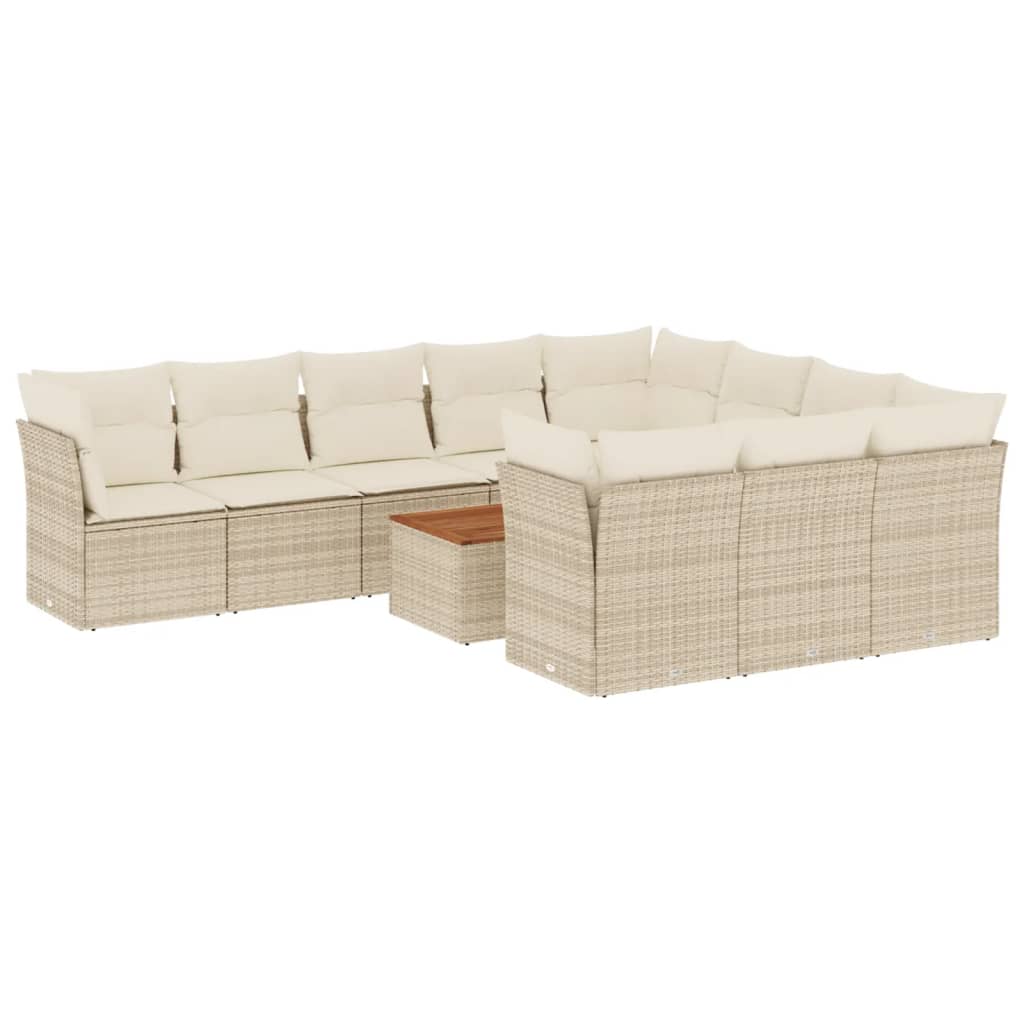 11-delige Tuinset met kussens poly rattan beige is nu te koop bij PeponiXL, paradijselijk wonen!