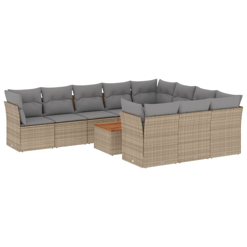 11-delige Loungeset met kussens poly rattan gemengd beige is nu te koop bij PeponiXL, paradijselijk wonen!