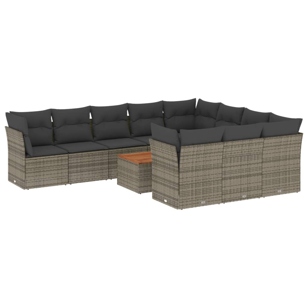 11-delige Loungeset met kussens poly rattan grijs is nu te koop bij PeponiXL, paradijselijk wonen!