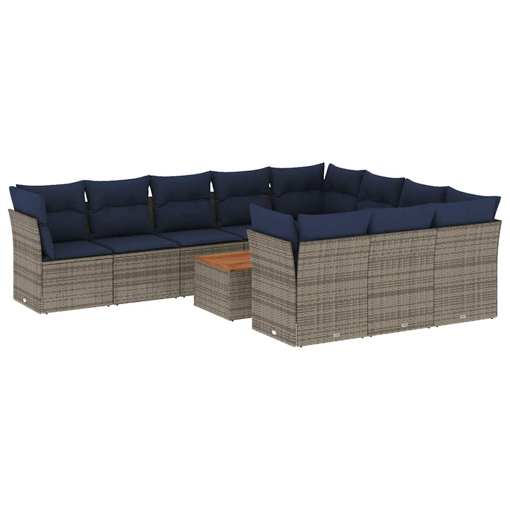 11-delige Loungeset met kussens poly rattan grijs is nu te koop bij PeponiXL, paradijselijk wonen!