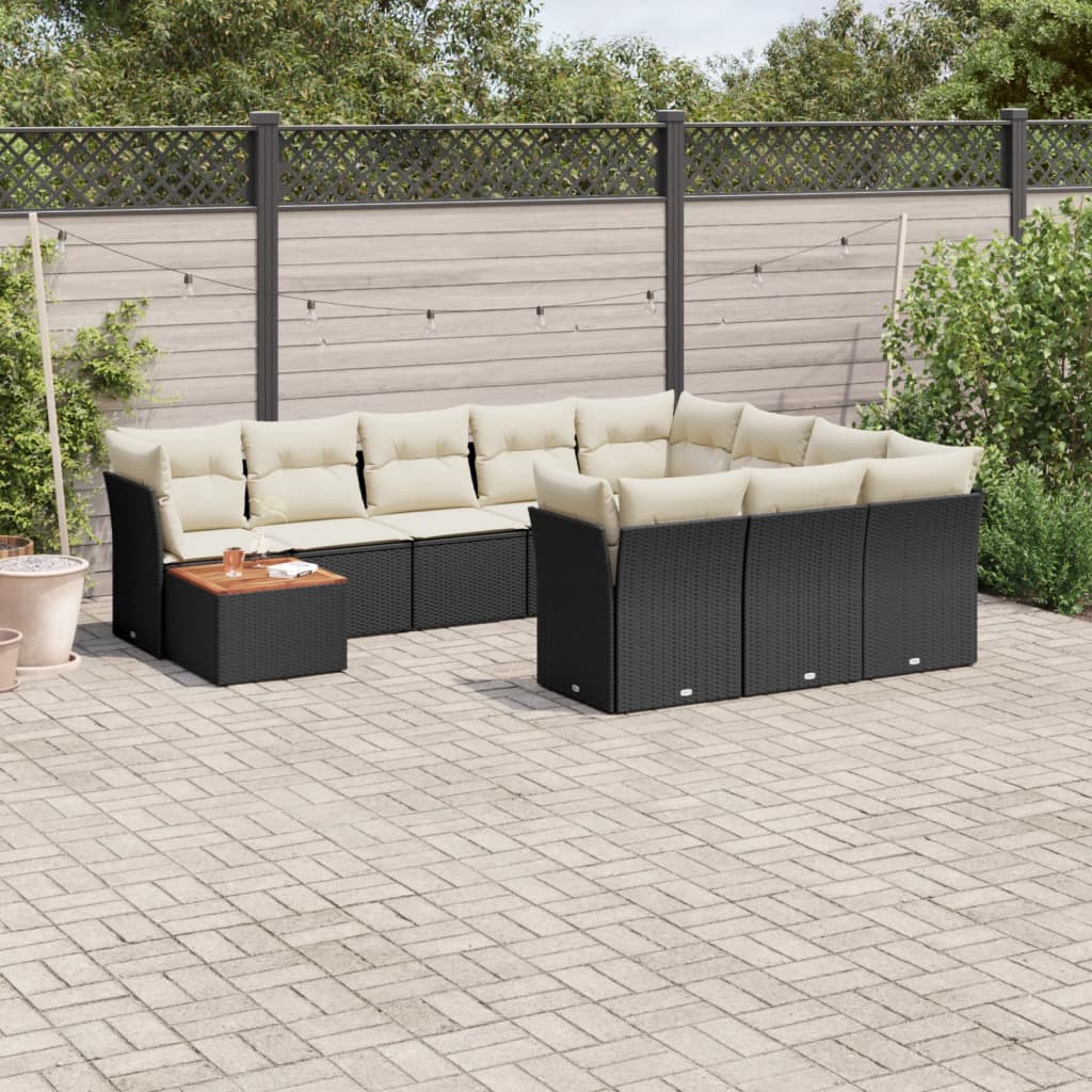 11-delige Loungeset met kussens poly rattan zwart is nu te koop bij PeponiXL, paradijselijk wonen!
