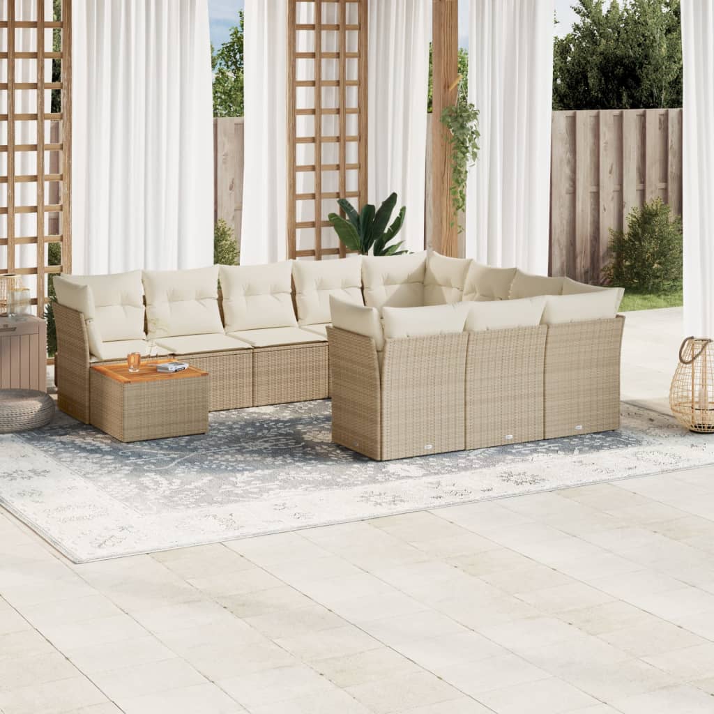 11-delige Tuinset met kussens poly rattan beige is nu te koop bij PeponiXL, paradijselijk wonen!