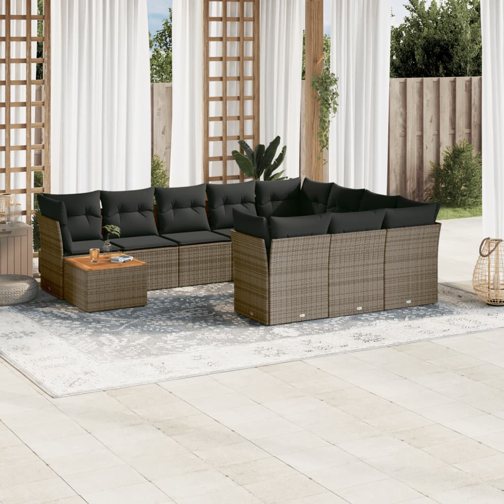 11-delige Loungeset met kussens poly rattan grijs is nu te koop bij PeponiXL, paradijselijk wonen!