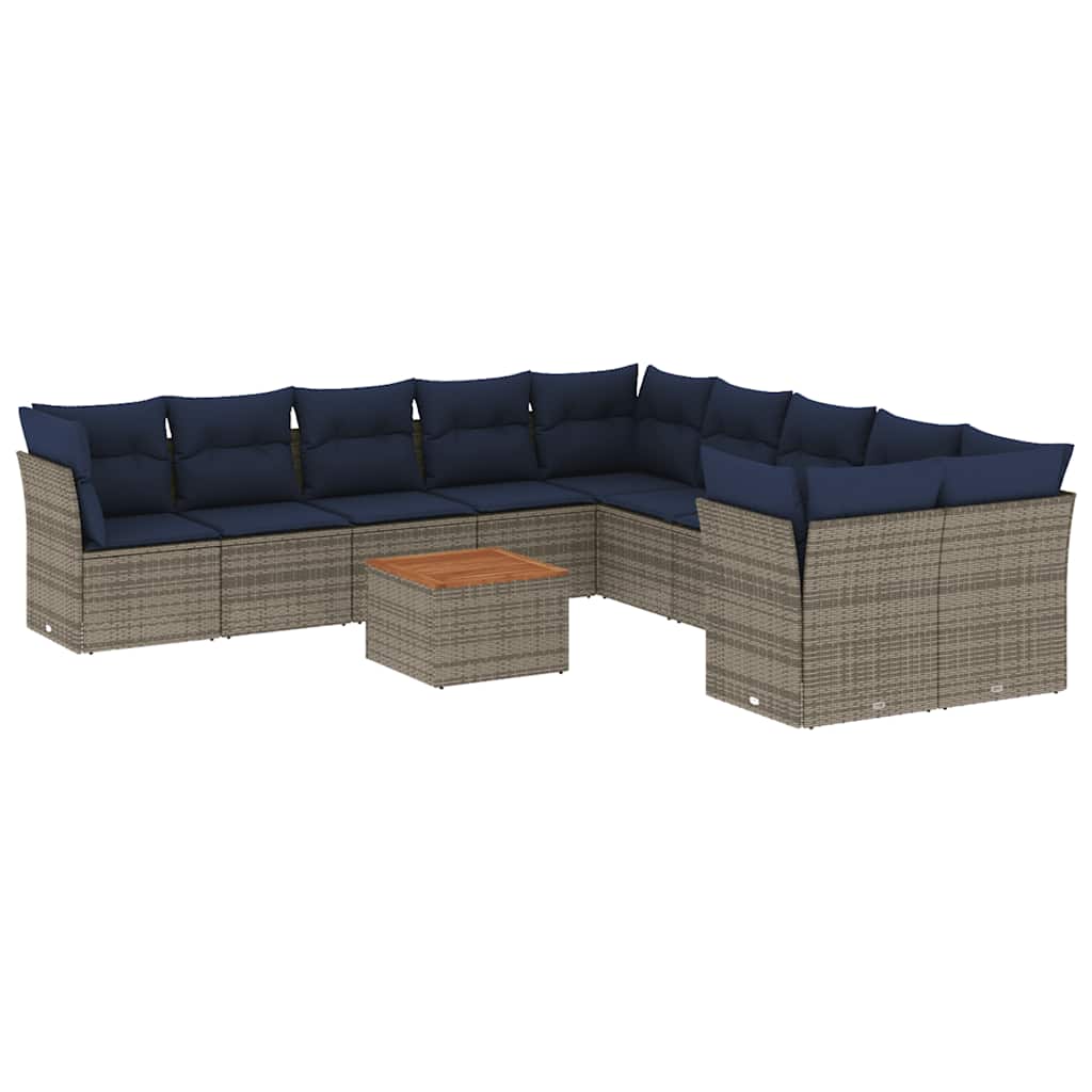 11-delige Loungeset met kussens poly rattan grijs is nu te koop bij PeponiXL, paradijselijk wonen!
