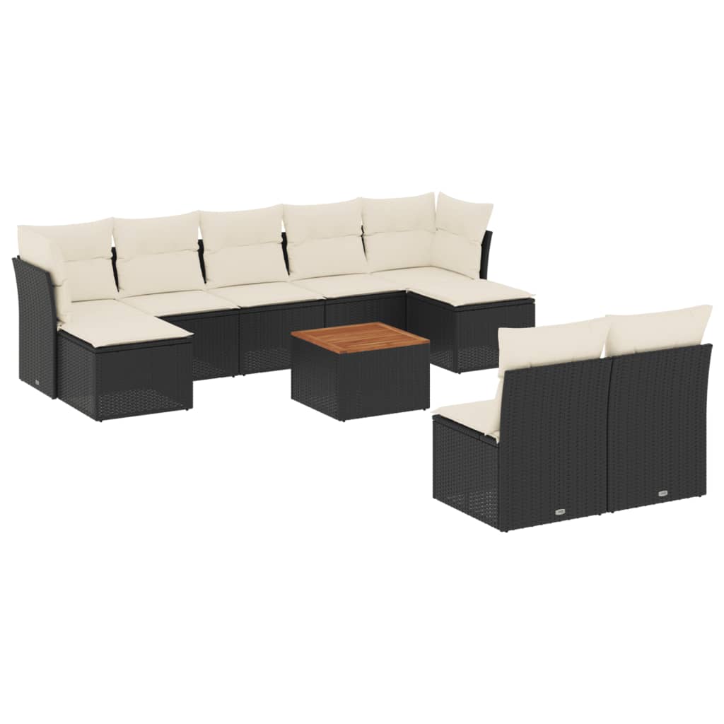 10-delige Loungeset met kussens poly rattan zwart is nu te koop bij PeponiXL, paradijselijk wonen!
