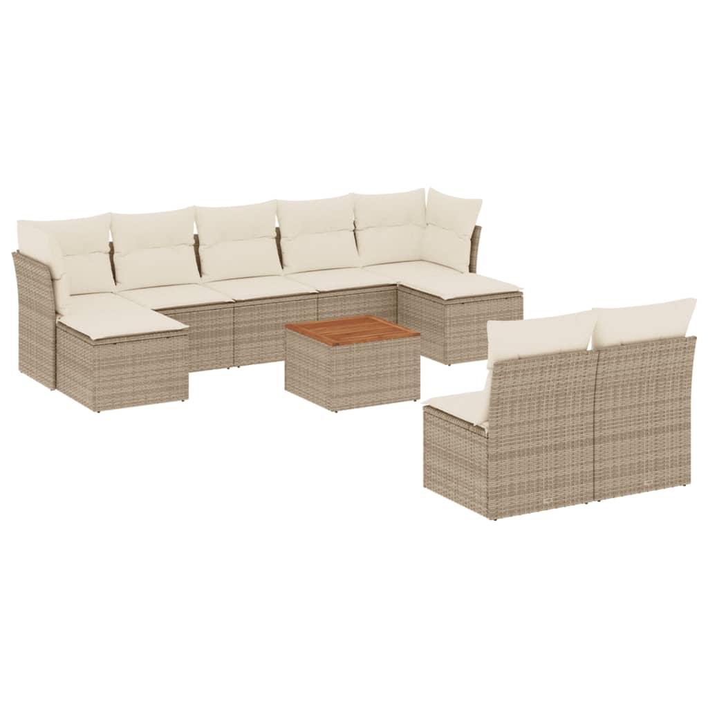 10-delige Loungeset met kussens poly rattan beige is nu te koop bij PeponiXL, paradijselijk wonen!